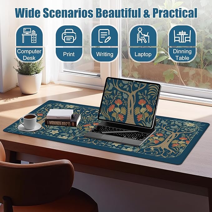 Large Mouse Pad, Desk Mat for Desktop, Woman Desk Pad Mat, XXL Big Mouse Pad for Desks, Anti-Slip Mousepad with Stitched Edges, Keyboard Pad MouseMat Cover for Computer PC 35.4×15.7 Inchs, Magic Tree