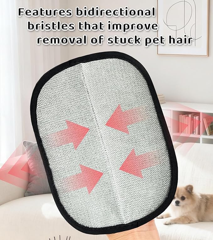 Upgraded 5-Finger Pet Hair Removal Gloves for Cats & Dogs, Reusable Electrostatic Magic Brush for Carpet, Couch, Car Seat, Clothing, Gentle Grooming and Hair Remover Tool (Blue)