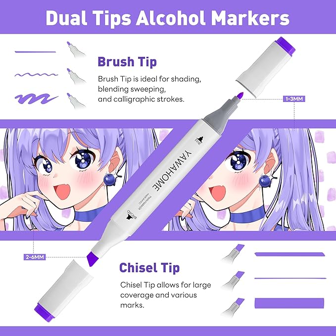 Alcohol Markers Set 80 Colors - Coloring Markers for Adult Coloring Books Professional Permanent Blending Marker Pens Artist Sets for Drawing Painting Sketching Illustration Kids Gifts