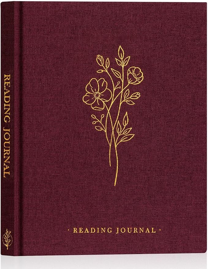 Lanpn Reading Book Journal for Book Lovers Readers, 9.3" x 7.7", 158 Pages Linen Hardcover Books Tracker with 52 Reviews, Read Log Notebook Bookish Gifts (Pruple)