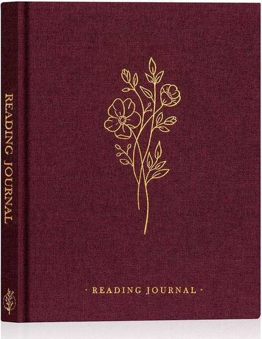 Lanpn Reading Book Journal for Book Lovers Readers, 9.3" x 7.7", 158 Pages Linen Hardcover Books Tracker with 52 Reviews, Read Log Notebook Bookish Gifts (Pruple)