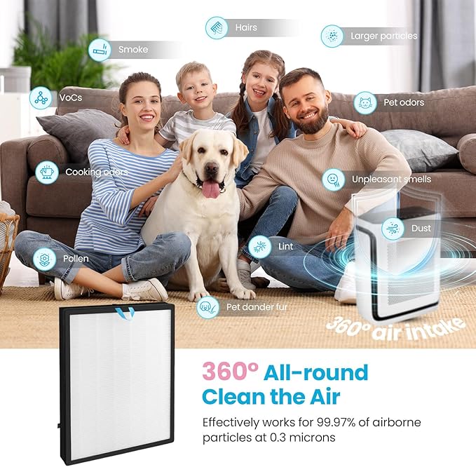 Vital 200S Replacement Filter Compatible with LEVOIT Vital 200S and Vital 200S-P Air Purifier， High-Efficiency Activated Carbon， Vital 200S-RF Replacement Filter， LRF-V201-WUS， 2 Pack