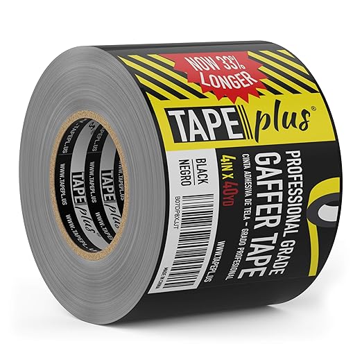 Gaffer Tape Duct Tape Alternative - 4 in x 40 Yd, Black - Heavy Duty Waterproof Adhesive for AV & Electrical Cables, Props & Lighting, No Residue