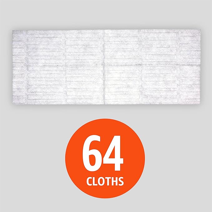 Amazon Basics Dry Sweeping Cloths to Clean Dust, Dirt, Pet Hair, Fits Swiffer Sweeper Mop Heads, 64 Count (Pack of 1)