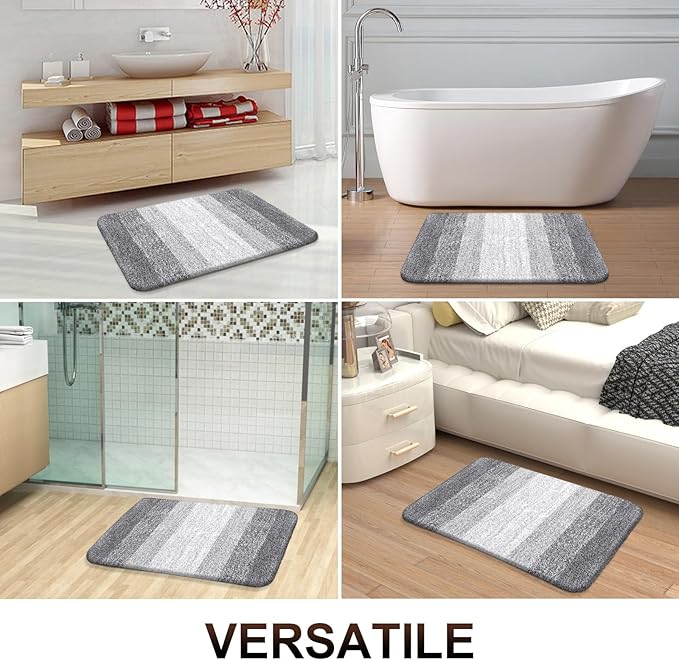 OLANLY Bathroom Runner Rugs 70x24, Extra Soft Absorbent Microfiber Bath Rugs, Rubber Backing, Quick Dry, Washable Bath Mats for Bathroom Floor, Tub and Shower, Home Decor Accessories, Light Grey