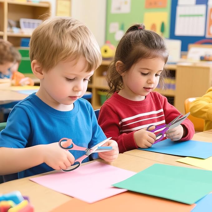 Red Scissors Bulk, Rkqoa 8" All Purpose Scissors Pack of 6- High Performance and Designed for Comfort and Cutting - Sharp to Cut but Soft to Hold. Perfect for Art, Crafts and the Office