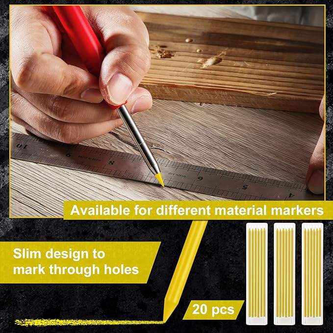 Zhehao 120 Pieces 2.8 mm Carpenter Pencils Lead Refills HB Refill for Construction Pencils Refills Mechanical for Writing Drawing Drafting Woodworking Construction(Yellow)