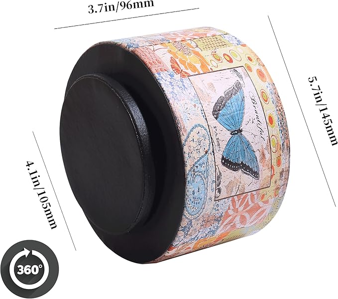 360° Rotate Desk Pen Organizer, Makeup Brush Holder Organizer, Makeup Organizers Countertop, TV Remote Control Holder,Leather Remote Caddy,Dual-Purpose Art Supply Pencil Cup (Blue Butterfly)