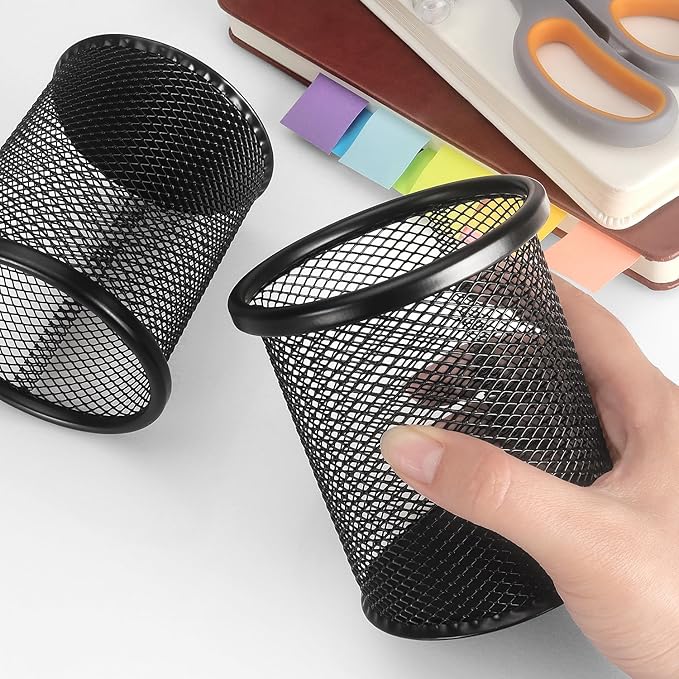 Tamaki Pen Holder Cup for Desk, Wire Mesh Pencil Cup Holder for Desk Office Pen Organizer (Black)