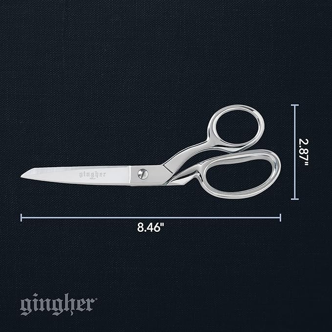 Gingher Dressmaker's Fabric Scissors, 8" Stainless Steel Shears, Sharp Knife Edge Steel Sewing Shears with Protective Sheath for Fabric Cutting and Tailoring