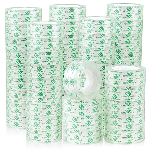 BOMEI PACK 54Rolls Bulk Crystal Clear Transparent Tape Refills, for Tape Dispenser, Home, School and Office, 3/4Inch x 1000 inch