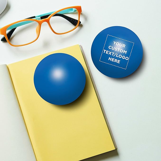 Custom Stress Balls for Adults Set of 50, Personalized Bulk Pack - Relief, Perfect for Your Desk, Office or Home - Blue