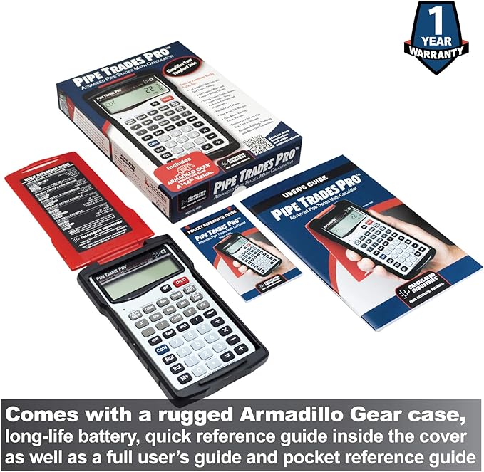 Calculated Industries 4095 Pipe Trades Pro Advanced Pipe Layout and Design Math Calculator Tool for Pipefitters, Steamfitters, Sprinklerfitters and Welders | Built-in Pipe Data for 7 Materials , White