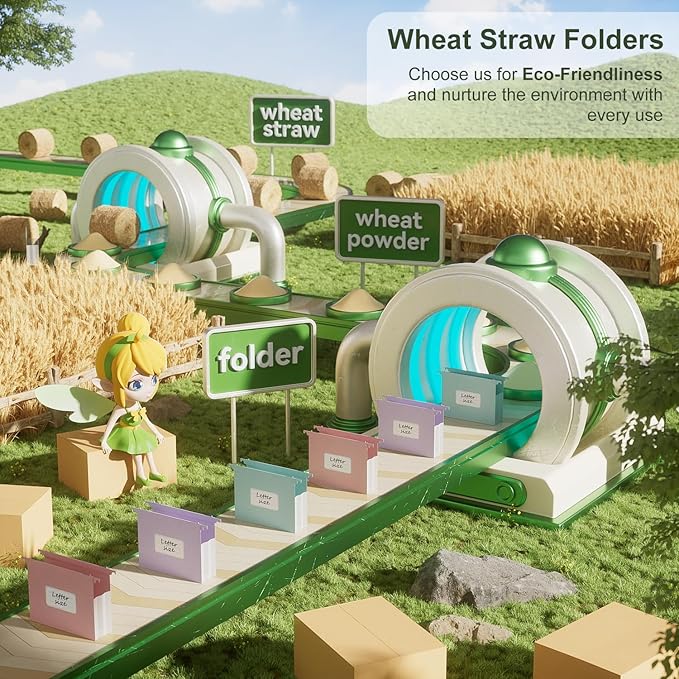 Extra Capacity Hanging File Folders, 3.15" Reinforced Wheat Straw Expanding Hanging Folder Letter Size, Heavy Duty for Filing Cabinets, File Organizer for Office & Home-Wheat Yellow-6 Packs