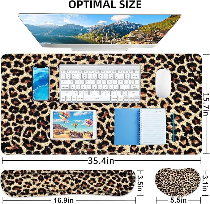 LATEEFAH Desk Mat, Mouse Pad with Wrist Rest, 4-in-1 Large Mouse Pads for Desk, Ergonomic Mouse Pad and Keyboard Wrist Rest Gaming Keyboard Mat for Office, Home