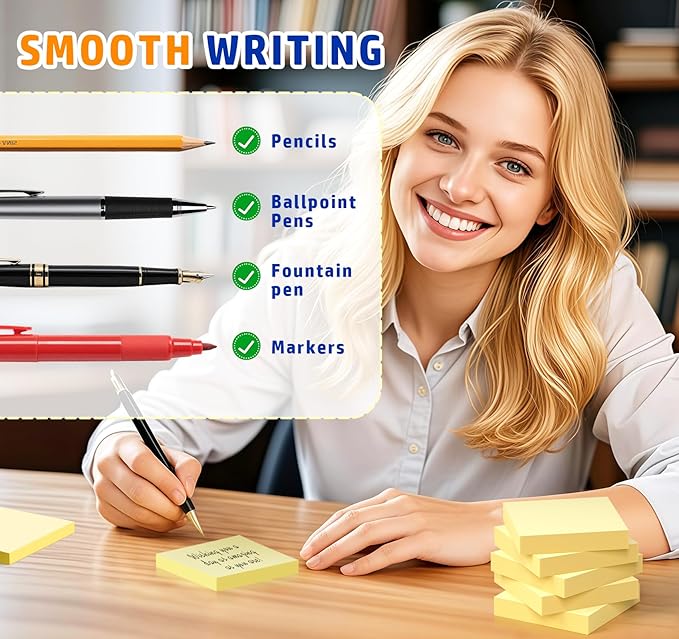 (2400pcs) Yellow Sticky Notes Mini,2 x 2in Small Sticky Notes,24 Pack Notes Pads Memo Pads,100 Sheets/Pad Strong Self-Adhesive Notes Easy to Post for Home, Office, School, Clean Removal