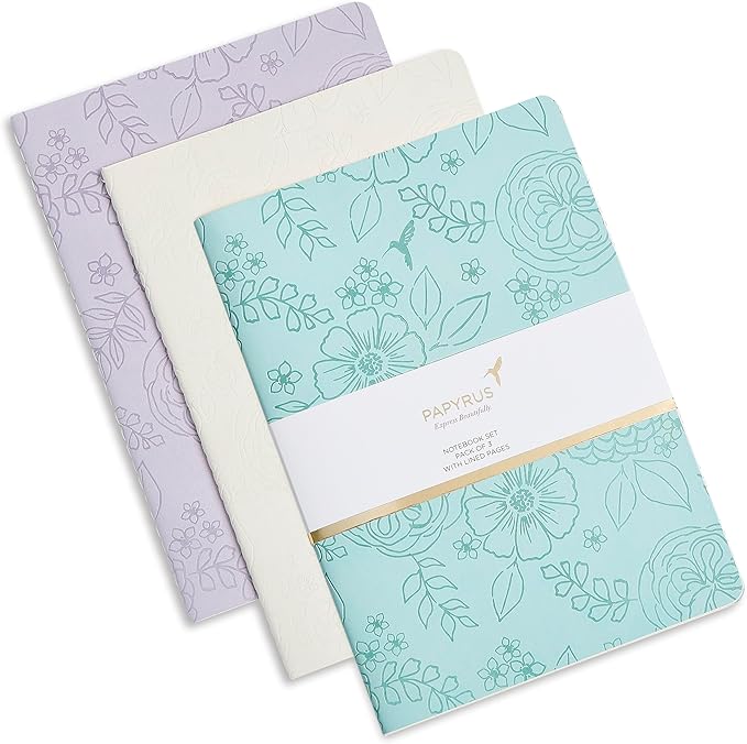 Papyrus Luxurious Elegant Journal - Exquisite Journal for Writing, Sketching, and Note-Taking, 3 Pack, Assorted