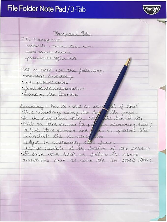 Find It File Folder Notepad - Pack of 72-9.5 x 12.5 Inch Notebook Organizer Folders for Filing, Document, and Clipboard Organization - Tie-Die