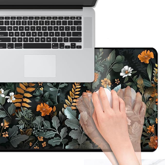 Floral Large Desk Mat 31.5 x 15.7 inch, Waterproof Extended Gaming Mousepad XXL, Aesthetic Flowers Desktop Mat, Non-Slip Keyboard and Laptop Pad, Computer Writing Mat for Home Office Accessories
