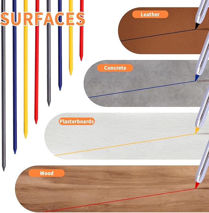 4 Pack Carpenter Pencil with Sharpener, Mechanical Pencils Set with 28 Refills, Construction Pencil Heavy Duty Woodworking Pencils (Red, Black, Yellow, Blue) Deep Hole Long Nib Marker Pens