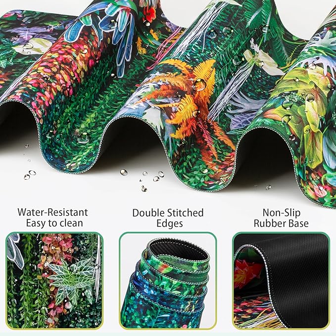 Desk Mat Floral, Large Gaming Mouse Pad with Wrist Rest, 4in1 XXL Mousepad+Keyboard Wrist Rest+Mouse Pad Wrist Support+Cup Coaster Set Ergonomic Computer Desk Arm Wrist for Decor Home Office Women