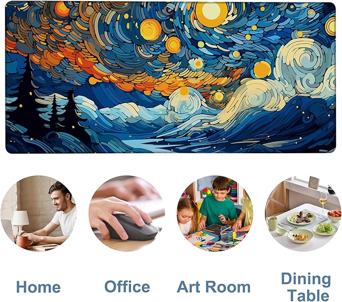 Large Mouse Pad Starry Sky Gaming Desk Pad Computer Keyboard Non-Slip Waterproof Mouse Mat with Rubber Base and Stitched Edges Entertainment Office Writing Desk Mat 35.4 x 15.7 Inches