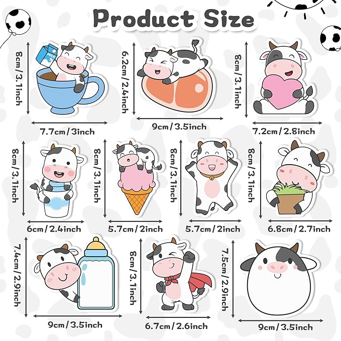 CJiangpo 30Pcs Cow Sticky Notes Cute Cow Sticky Note Pads, 600 Sheets Self Stick Notepad Memo Pads Funny Page Marker Classroom Rewards Back to School Animal Themed Party Favors Filler Gift