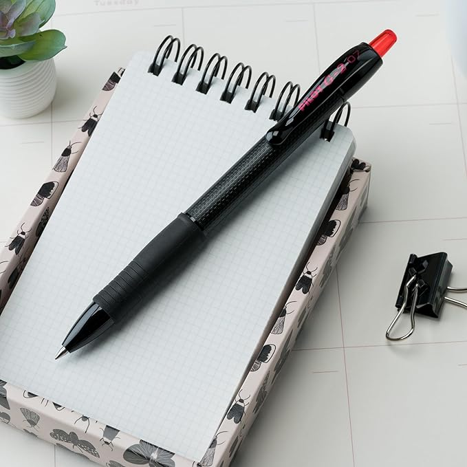 PILOT G2 Edge Red Premium Gel Roller Pens, 0.7 mm Fine Point Pens, Sensory Writing Experience, 12ct Box - Ideal for School, Journaling & Office Writing