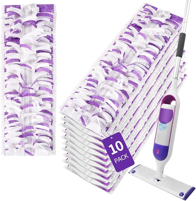 ZHAYAO 10 Pack Disposable Power Mop Pads for Swiffer Power Mop Pads, Compatible with Swiffer Power Mop Refills, Unscented Spray Replacement Floor Cleaning Refills for urface/Hardwood Floor Cleaning