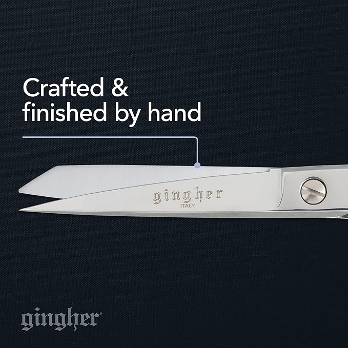 Gingher 8" Serrated Dressmaker's Fabric Scissors with Protective Sheath - 8" Stainless Steel Shears - Sharp Knife Edge Fabric Scissors - Silver