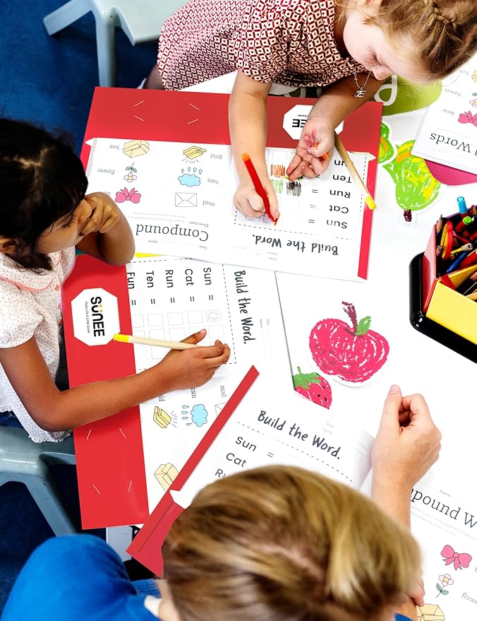 SUNEE Folders with Pockets 3 Hole Punched(50 Pack, Red), 2 Pocket Folders Fit Letter Size Paper, Paper File Folder for School Office Home Business