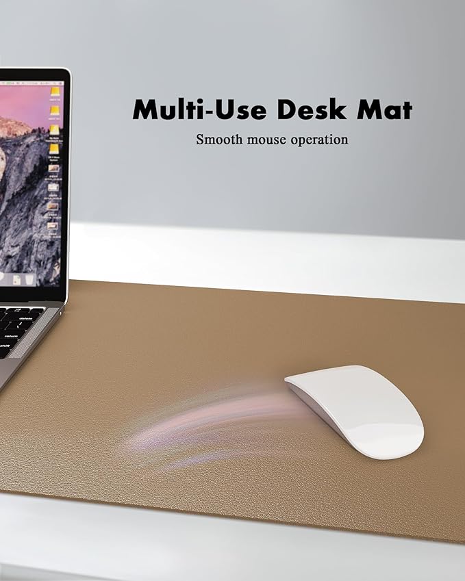YSAGi Double-Sided Desk Pad, Leather Desk Mat, Eco Cork Desk Pad Protector, Large Mouse Pad for Desk, Waterproof Desk Blotter Pad, Desk Writing Pad for Office Work/Home(23.6"x13.7",Khaki+Cork)