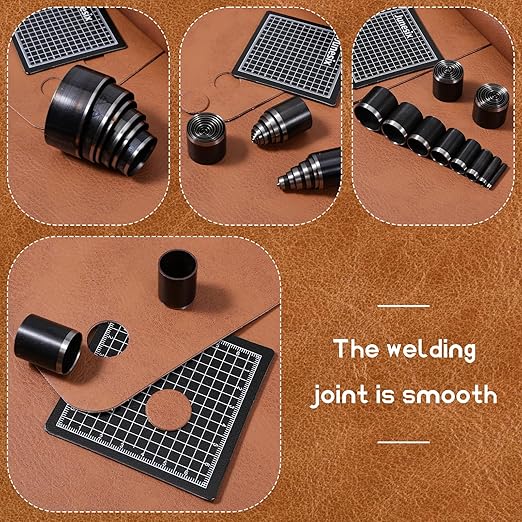 31 Pieces Leather Circle Cutter Tool Set Circle Punch Tools High Carbon Steel Round Punch Dies 1-25mm 30 35 40 45 50 55mm, Hole Punch Kit Round Craft Punching Tools for DIY Leather Crafts