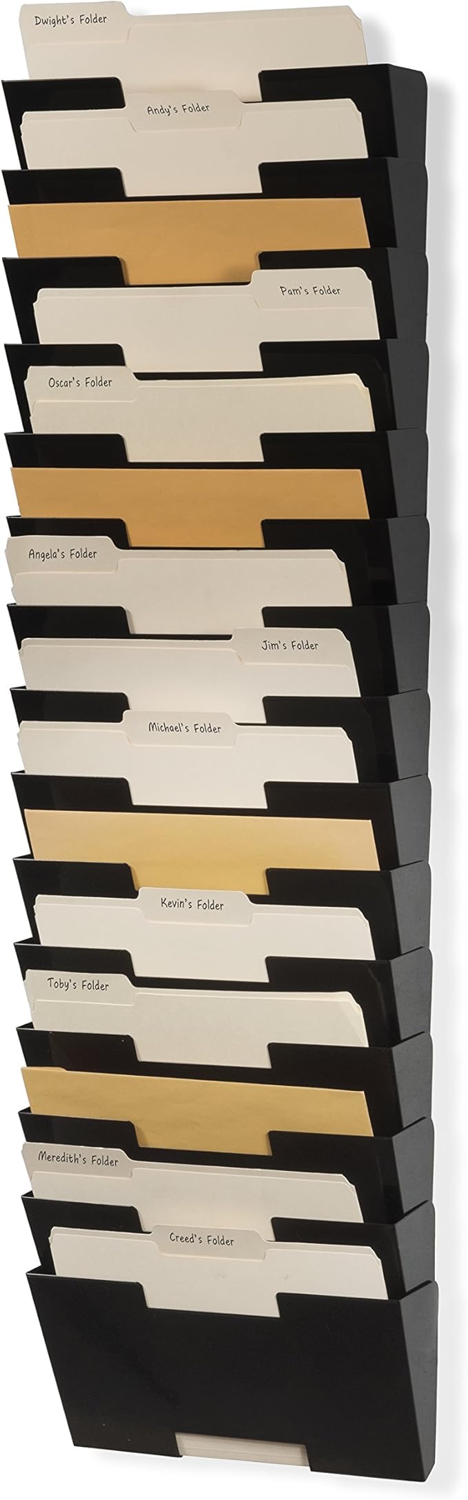 Wallniture Lisbon 15-Tier Wall Mounted File Holder and Desk Organizer, Metal Black Office Organization and Storage Rack