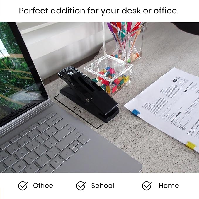 OfficeGoods Staple Free Stapler - No Slip Clip Reusable Paper Fastener for Documents - Securely Binds 50 Pages - Eco-Friendly Binder Solution