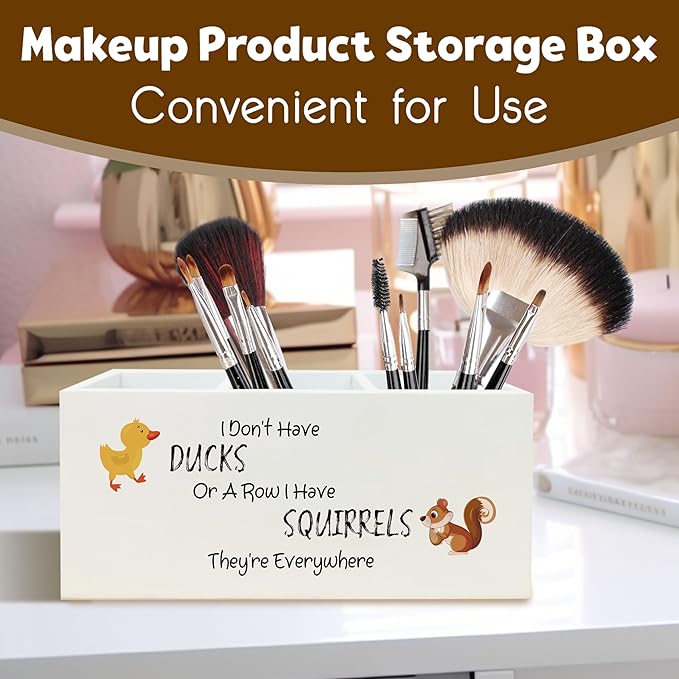 Funny Office Pen Holder for Desk, Dark Humor Office Work Gifts for Women Men Coworkers, I Don't Have Ducks in a Row Humorous Wooden Pen Pencil Holder Organizer for Desk Accessories