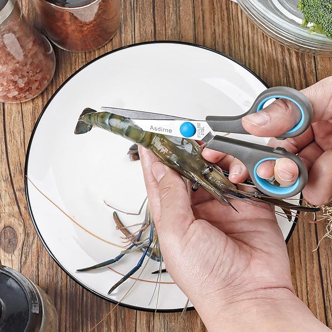 Premium Kitchen Scissors Set, Kitchen Shears, Food-Grade Stainless Steel Blades, Ergonomic Rubber Handle, Include 1 Poultry Shears and 4 All Purpose Scissors, 9.1”/9.6"/8.5"/6.4"/5.4"