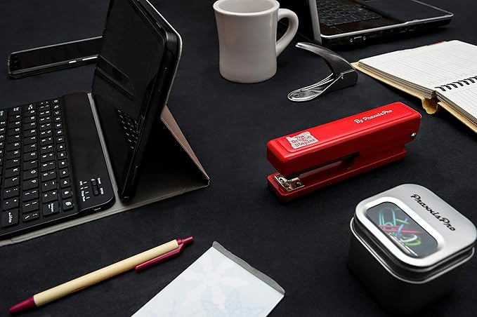 The Oregon Stapler, Built in USA, Built-in Staple Remover, Staples 2 to 25 Sheets, includes Box of 1,250 "Powerhouse" Standard 26/6 Staples, for Home, School or Office, Red