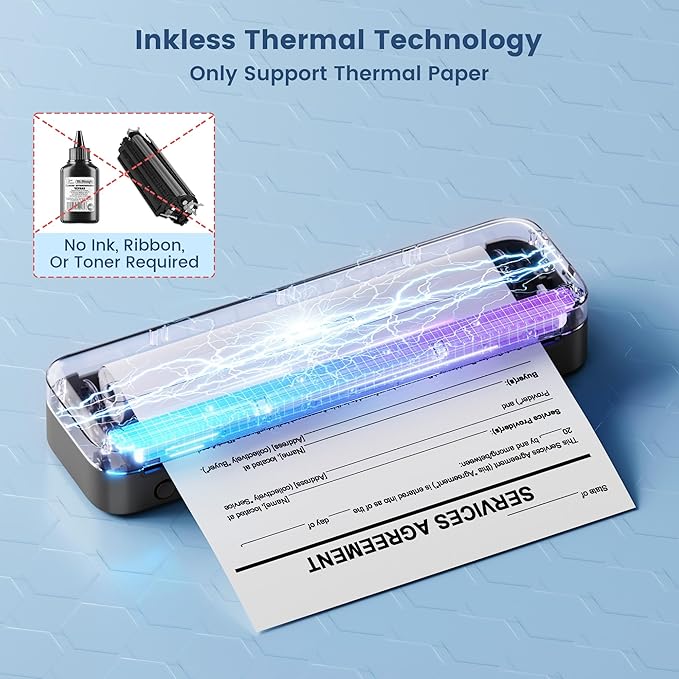 Phomemo Portable Thermal Printer, M832 Inkless Portable Printers Wireless for Travel, Bluetooth Mobile Printer Support 8.5'' x 11'' Letter & A4 Size, with Carry Case and 4 Rolls of Thermal Paper Kit