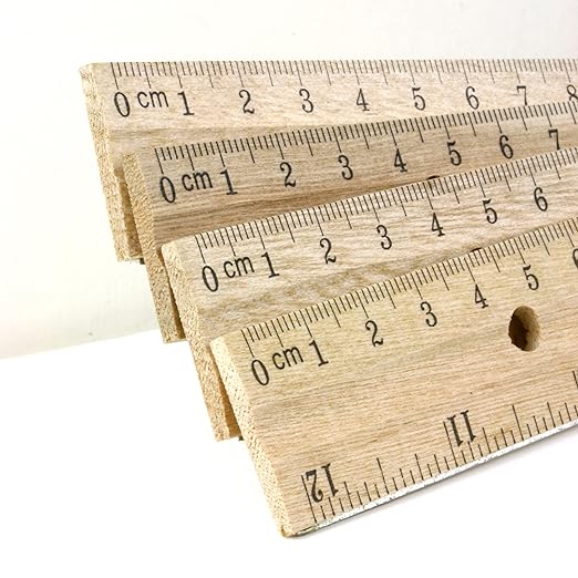 BAZIC Wooden Ruler 12" (30cm), Singel Metal Edge, Inches Centimeter Metric Measuring Drafting Rulers, for Students School Supplies, 1-Pack