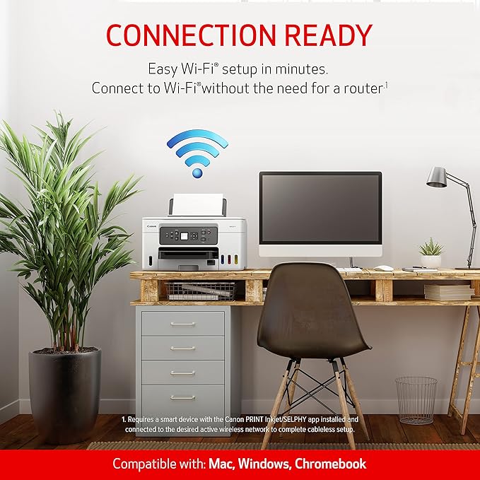 Canon Megatank GX3020 All-in-One Wireless Supertank Printer with Print, Copy, and Scan | Easy Setup, Mobile Printing and 1.35" Monochrome LCD Screen