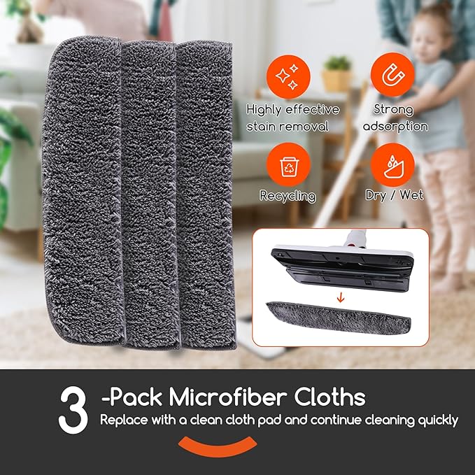 REECOO Lightweight Stick Vacuum Cleaner, Unique Vacuum and Mop Combo - 3 Dust Filters/Microfiber Pads,Corded Stick Vacuums & Electric Brooms - 400W 12Kpa Suction for Kitchen, Bedroom, Living Room