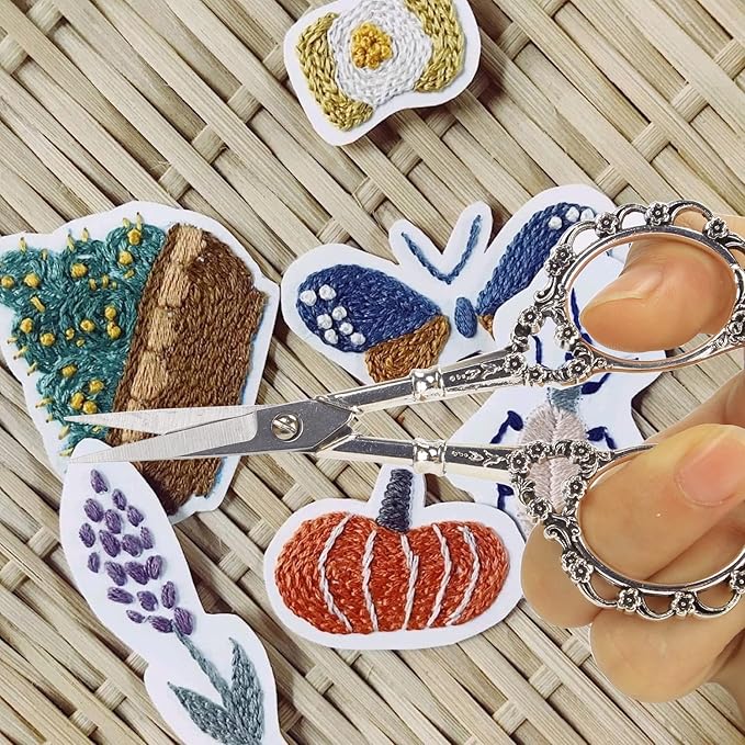 BIHRTC 4.5inch Scissors with Leather Case Plum Blossom Scissors Small Sharp Tip Stainless Steel Craft Scissor Shear for Office Home Sewing Supplies Cross Stitch Needlework DIY