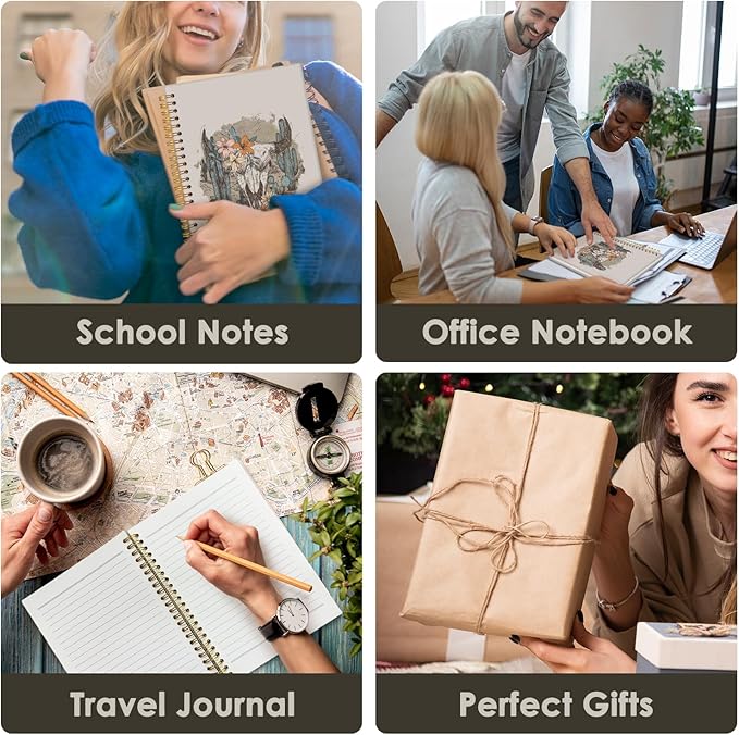 Wheatwin Western Spiral Notebook, Western Gifts for Women, Cowgirl Western Office School Supplies Journal, 5.5x8.3 Inch