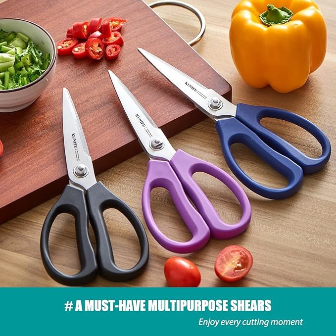 KUNIFU Kitchen Scissors, All Purpose Kitchen Shears, Heavy Duty Come Apart Scissors Gadgets Utensils - Purple