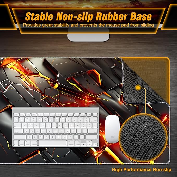 Cool Mechanical Style Gaming Mouse Pad, Premium Smooth Fabric & Non-Slip Base Extra Large Mouse Pad for Gamers, Comfortabale Handling Feeling & Best Control Gaming Mousepad(31.5×11.8in)