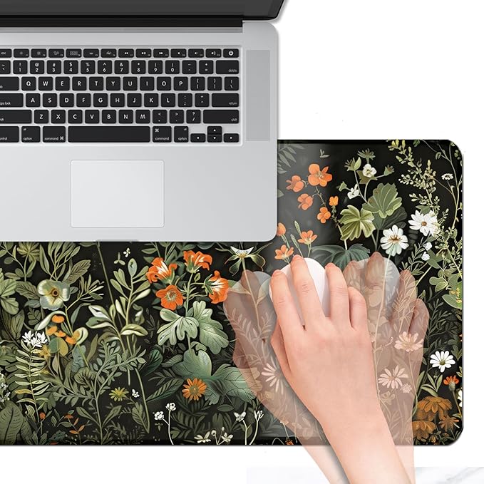 Floral Large Desk Mat 31.5 x 15.7 inch, Waterproof Extended Gaming Mousepad XXL, Aesthetic Flowers Desktop Mat, Non-Slip Keyboard and Laptop Pad, Computer Writing Mat for Home Office Accessories