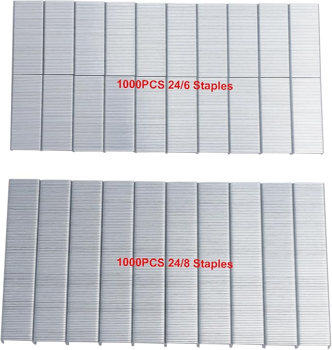 Long Reach Stapler - Office Desktop Stapler with Long Arm, 1000pcs 24/6 & 1000pcs 24/8 Staples (Black, 25/50 Sheets Capacity)