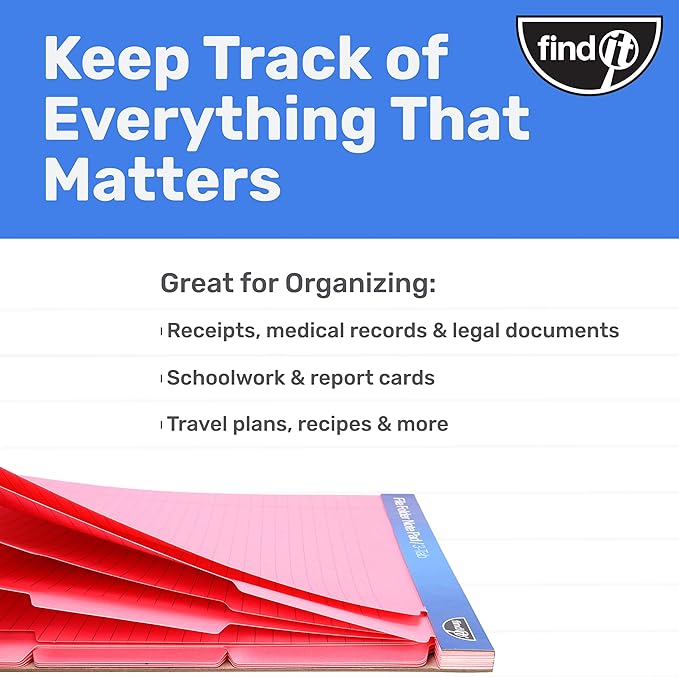 Find It File Folder Notepad - Pack of 72-9.5 x 12.5 Inch Notebook Organizer Folders for Filing, Document, and Clipboard Organization - Pink