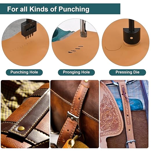 Leather Hole Puncher Hand Punching Machine Heavy Duty Manual Press Puncher Punch Tools for DIY Leather Craft Punching Holes with 1.5-13mm Clamping Chuck